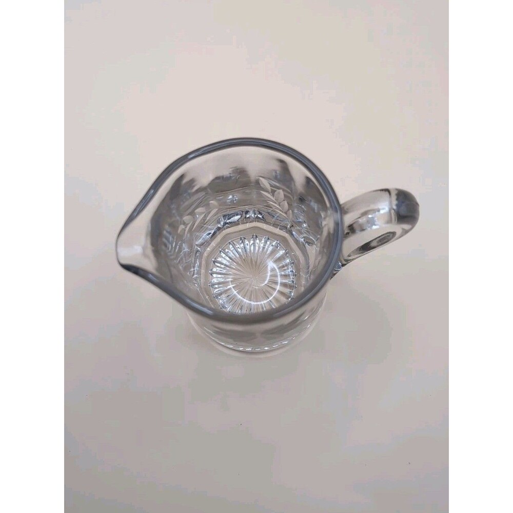 Etched Glass Creamer Pour with Flower & Leaves Clear Small Vintage Dish - Picture 5 of 6